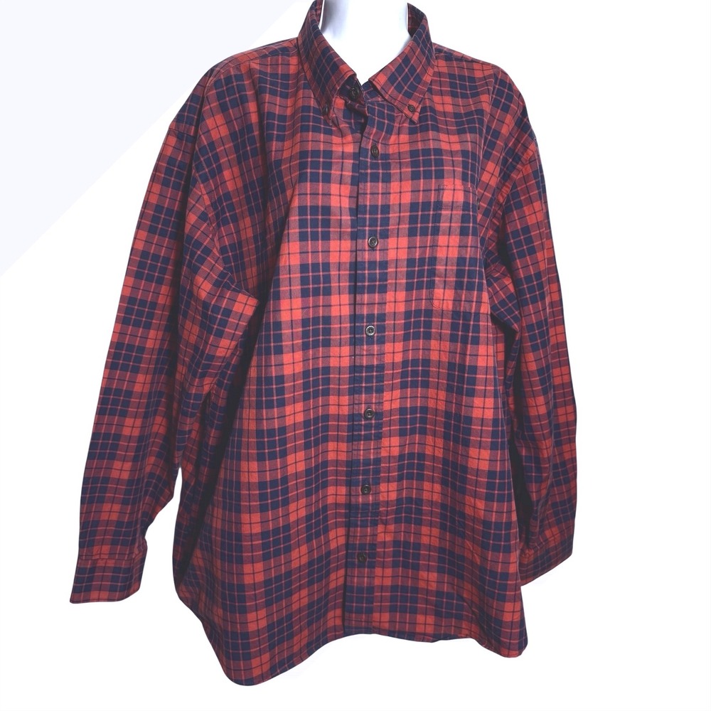 ORVIS Luxury Flannel Shirt Size XXL Red & Blue Plaid Button Down Casual Shirt 💙
